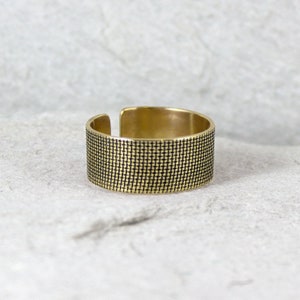 Canvas - unisex brass ring, adjustable gold colored ring for man and woman, minimalist jewelry, wide ring