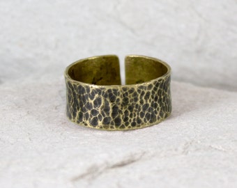 Lava - bague en laiton unisexe, bague dorée réglable pour homme et femme, bijoux minimalistes, large bague irrégulière