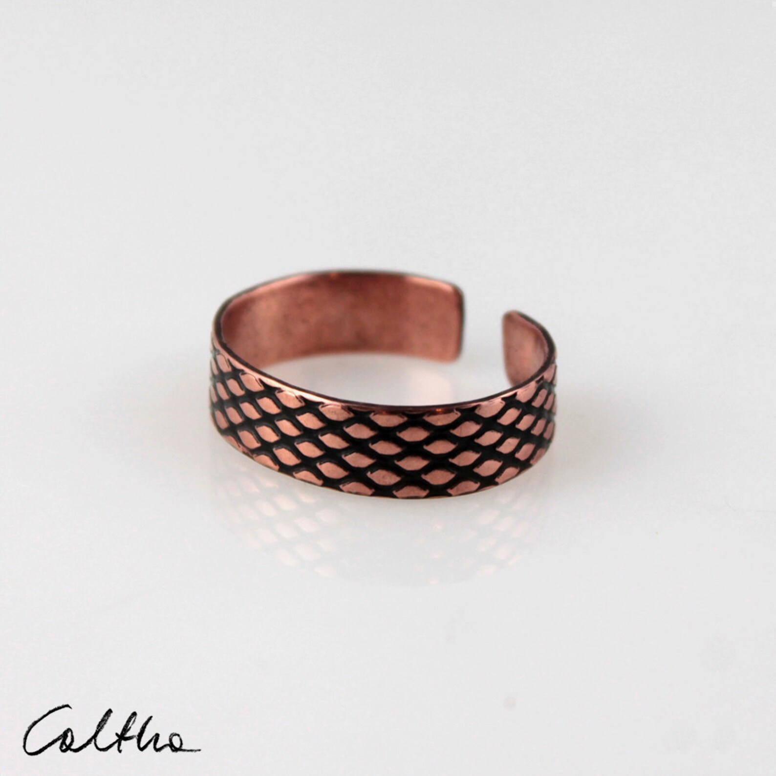 Fish Scale Unisex Copper Ring Adjustable Metal Ring for Man Etsy