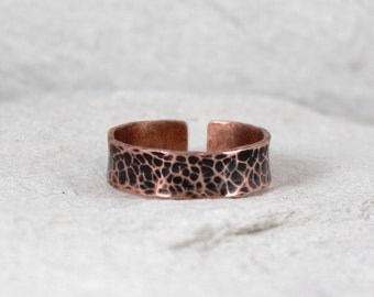 Lava - unisex copper ring, adjustable metal ring for man and woman, minimalist Jewelry, irregular ring