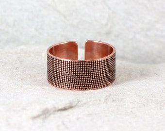 Canvas - unisex copper ring, adjustable metal ring for man and woman, minimalist Jewelry, wide ring