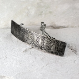 Stone - silver hair barrette for woman, simple metal hair clip, classic French barrette, long hair jewelry, sterling silver hair clasp