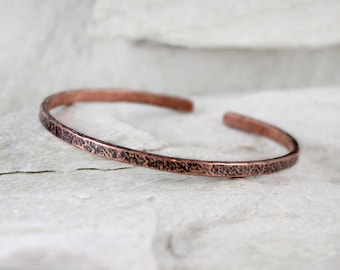 Irregular - unisex copper bracelet, adjustable bangle for man and woman, minimalist jewelry, simple bracelet