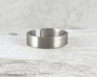 Satin - simple unisex silver ring, adjustable sterling silver ring for man and woman, minimalist jewelry, plain matte ring