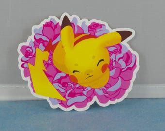 Pikachu Sticker Colorful Floral Design
