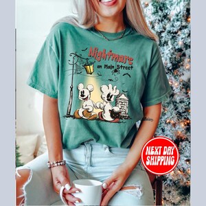 Comfort Colors Retro Halloween Disneyland Shirt, Mickey Minnie Halloween Shirt,Nightmare On The Main Street,Vintage Disneyland Halloween Tee