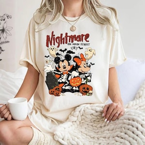 Comfort Colors Retro Halloween Disneyland Shirt, Mickey Minnie Halloween Shirt,Nightmare On The Main Street,Vintage Disneyland Halloween Tee