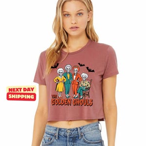 The Golden Ghouls Halloween Crop Top, The Golden Girls Crop Top, Spooky Vibes Halloween Tee Shirt, Trendy Golden Girls Lover Gift Crop Top