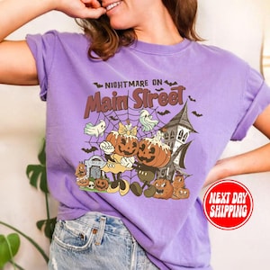Comfort Colors Retro Halloween Disneyland Shirt, Mickey Minnie Halloween Shirt,Nightmare On The Main Street,Vintage Disneyland Halloween Tee