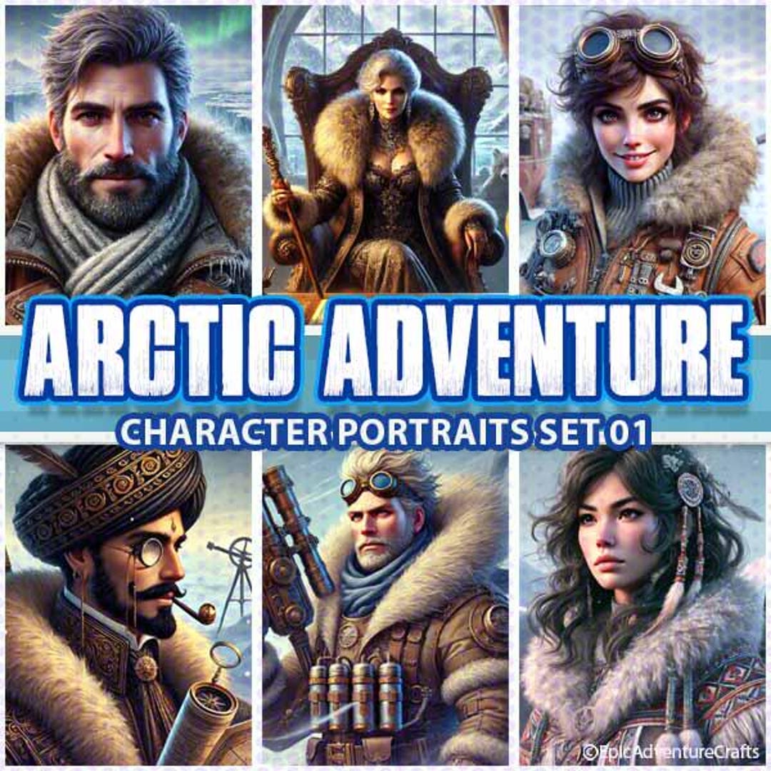 Arctic Adventure Character Portraits Storytelling PNG Set for ...