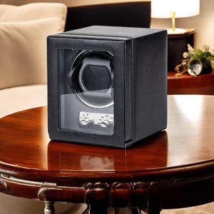 Automatic Watch Winder Display Box – Green & Black Single Winder for Men’s Watches – Elegant Gift for Watch Enthusiasts