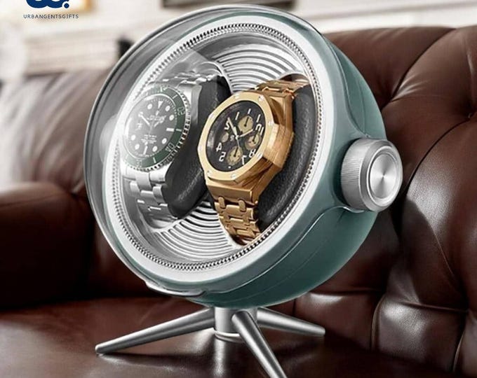 Featured listing image: Silent Automatic Double Watch Winder – Zero Magnetism, LED Display, Luxury Storage Box for Rolex & Mechanical Watches