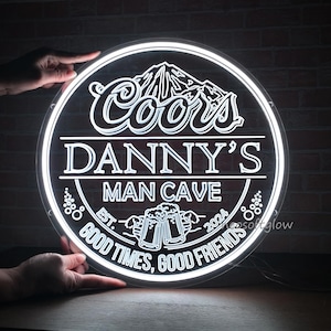 Custom Coors Light Neon Signs - Personalized Beer Bar Light with Name for Man Cave, Home Bar, LED Neon Wall Art for Beer Lover, Dad, Husband
