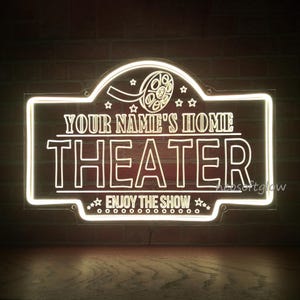 Benutzerdefinierte Heimkino Neon Schild, personalisierte LED Film Raumlicht für Heimkino, Spielzimmer, Manneshöhle, Bar Decor, Housewarming Geschenk, dimmbar