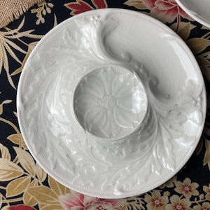 Antique Gien Artichoke Plate in White Earthenware with a Floral Relief Pattern | French Tableware