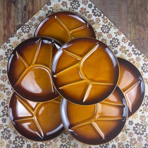 SERVICE DE 6 assiettes à fondue en faïence de Gien - Années 70 EUR 15,00 - FR