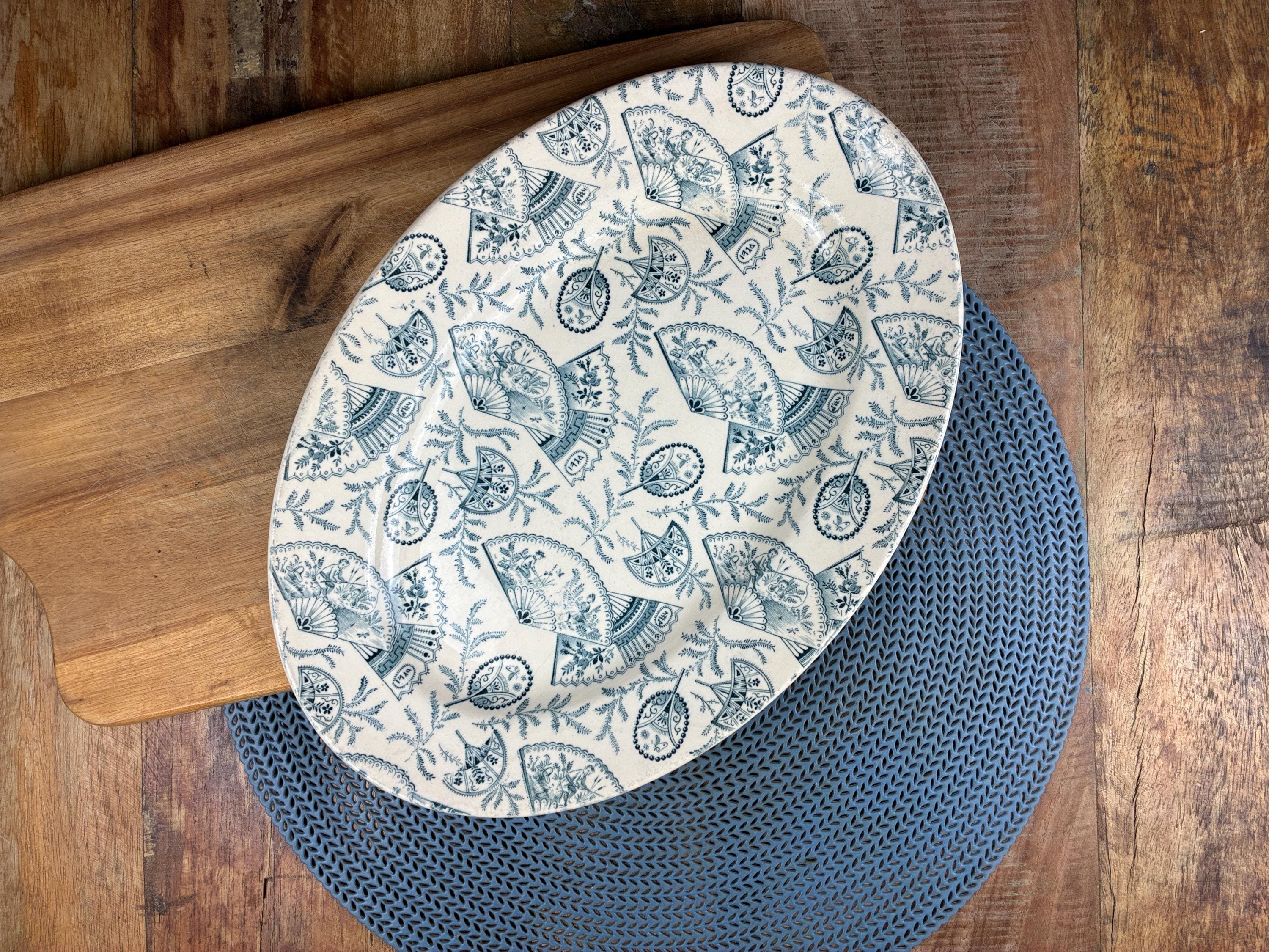 Antique French Blue Transfer Platter - Etsy