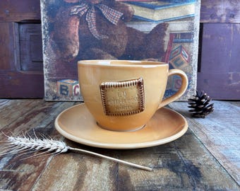 Vintage LU Petit Beurre Nantes Trivet – Glazed Brown Ceramic