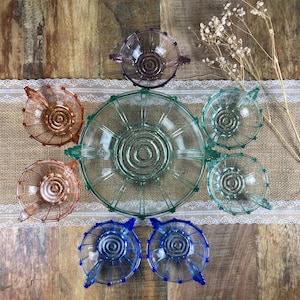 Bol Bohême Vintage en Verre Taillé Ambré en vente sur