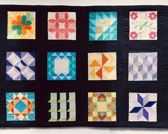 Embroidered Patchwork Quilt Table Topper