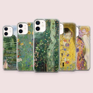 Coque de protection artistique Gustav Klimt pour iPhone 16, 15, 14, 13, 12, 11, SE, XR, XS, 8, Pixel 9, 8 Pro, 8, 7, 6, Samsung S23, S22, S21