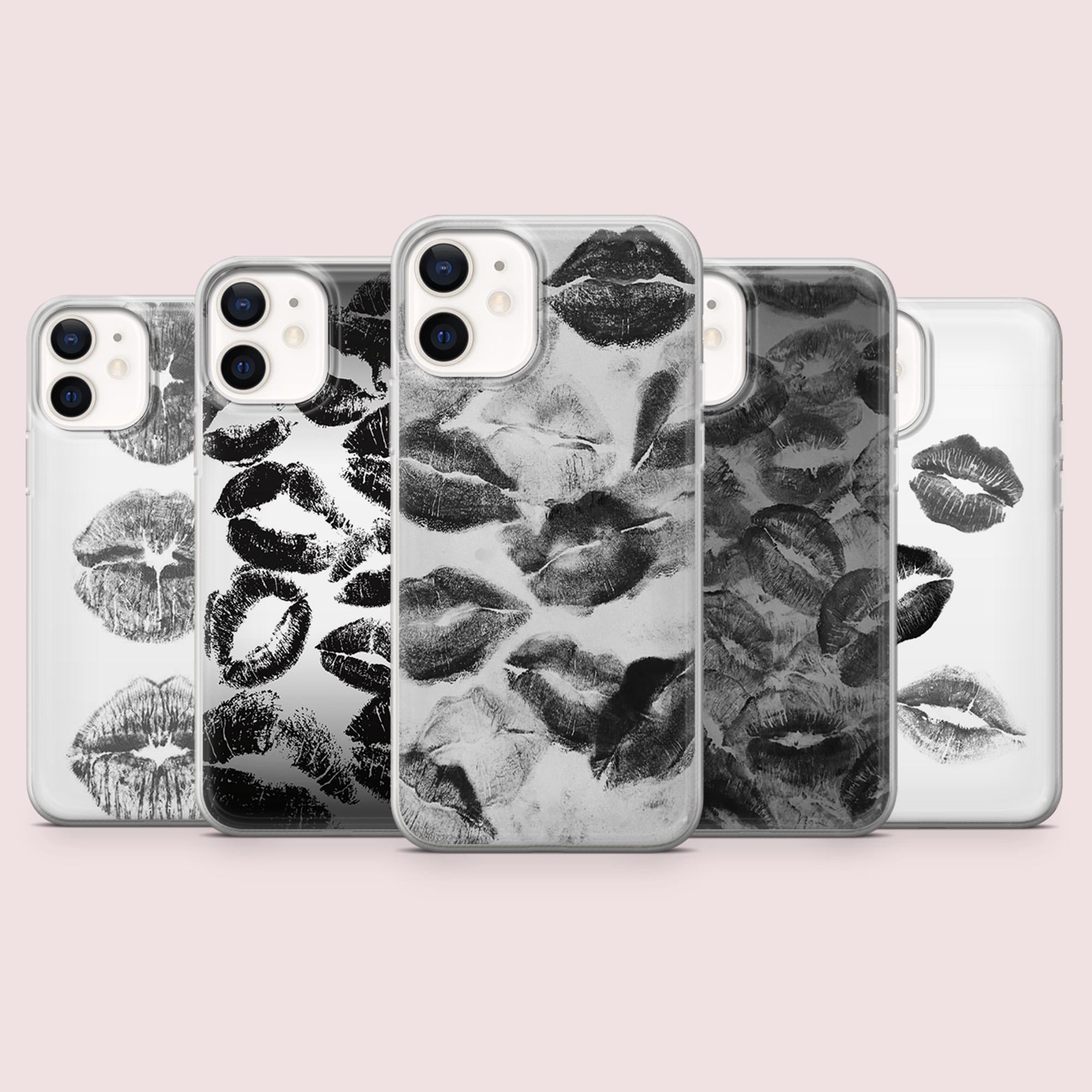 Black Kisses Phone Case Kiss Marks Dark Lipstick Cover for iPhone