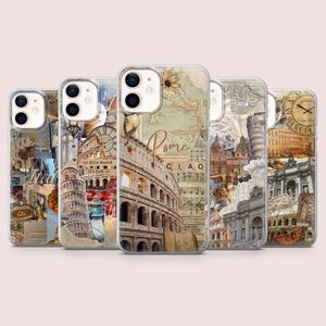 Italie Rome Coque Memory Wanderlust pour iPhone 16, 15, 14, 13, 12, 11, Pixel 9Pro, 8A, Samsung S24FE, S23FE, S22, A16, A55, A25.