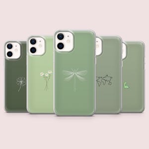 Custodia per telefono minimalista carina, estetica verde, semplice, per iPhone 16, 15, 14, 13, 12, 11, Pixel 9Pro, 8A, Samsung S24FE, S23FE, S22, A16, A55, A25