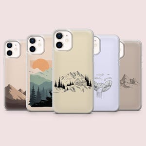 Custodia per telefono Mountain Line Art Landscape Cover minimalista per iPhone 16, 15, 14, 13, 12 Samsung S25, S24, S23FE S22, A16, A26, A56 Pixel 9Pro, 8A, 7