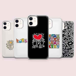 Étui pour téléphone Keith Haring Urban Artwork Cover pour iPhone 16, 15, 14, 13, 12, Samsung S25, S24, S23FE, S22, A16, A26, A56, Pixel 9Pro, 8A, 7