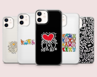 Keith Haring Phone Case Urban Art Artwork Cover for iPhone 16, 15, 14, 13, 12, Samsung S25, S24, S23FE, S22, A16, A26, A56, Pixel 9Pro,8A,7