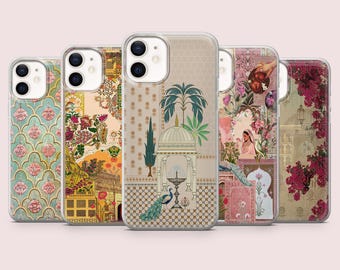 Capa de telefone Mughal com estampa cultural muçulmana e ornamental para iPhone 16,15,14,13,12,11 Pixel 9Pro,8A Samsung S24FE,S23FE,S22,A16,A55,A25.