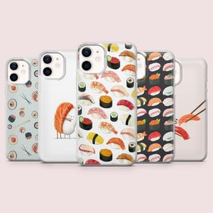 Sushi Phone Case Japanese Food Raw Rice Rolls Cover for iPhone 16, 15, 14, 13, 12 Samsung S25,S24,S23FE S22,A16,A26,A56 Pixel 9Pro,8A,7