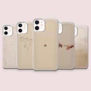 Custodia per telefono beige minimalista, moderna e semplice per iPhone 16, 15, 14, 13, 12, 11, Pixel 9Pro, 8A, Samsung S24FE, S23FE, S22, A16, A55, A25.