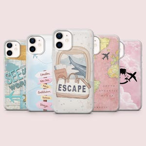 Reise Handy Hülle Flug Urlaub Weltkarte Cover für iPhone 16, 15, 14, 13, 12, 11, Pixel 9Pro, 8A Samsung S24FE, S23FE, S22, A16, A55, A25.
