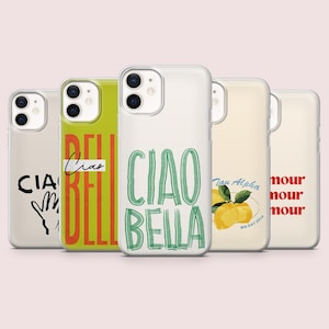 Custodia per telefono con citazione italiana Amore Italy Summer Cover per iPhone 16, 15, 14, 13, 12 Samsung S25, S24, S23FE S22, A16, A26, A56 Pixel 9Pro, 8A, 7