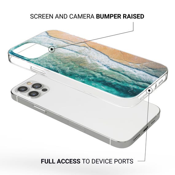 Ocean Phone Case Waves Beach Sand Cover for iPhone 16, 15, 14, 13