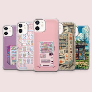 Custodia per telefono con distributore automatico di snack giapponesi vintage per iPhone 16, 15, 14, 13, 12 Samsung S25, S24, S23FE S22, A16, A26, A56 Pixel 9Pro, 8A, 7