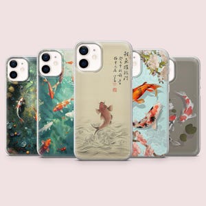 Coque Feng Shui Carpe japonaise Koi pour iPhone 16, 15, 14, 13, 12 Samsung S25, S24, S23FE S22, A16, A26, A56 Pixel 9Pro, 8A, 7