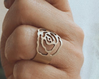 Alexis Rose inspirierter Blumen Ring - Rose Ring - Blumen Ring in Messing oder Sterling Silber - Indie Style Ring - Boho Ring - stilvoller Ring - Rose