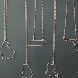 State Necklace Tennessee State Necklace Home State Necklace Tennesse Jewelry State Necklaces Silver or Gold Gift for Her image 2