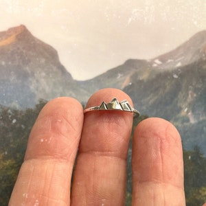 Mountain Ring in Sterling Silver or Gold Filled Gift For Her The Mountains are Calling Ring Silver Mountain Ring Mountain Range image 2