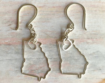 State Outline Earrings in Sterling Silver or 14k Gold Filled Wire - Home State Earrings - Made to Order in Your Home State