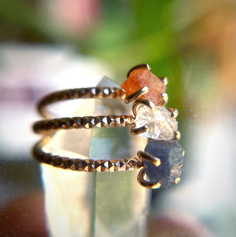 Gemstone Stacking Ring Raw Gemstone Rings in Gold Filled or Sterling Silver Gift For Her Gemstone Rings Quartz Stacker Ring image 7