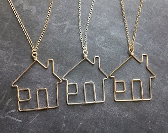 House Necklace - Housewarming Gift - Home Sweet Home Necklace in Sterling Silver or Gold Filled - Little House Necklace