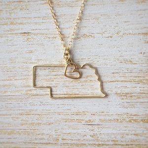 Nebraska Necklace - Nebraska State Necklace - State Jewelry - Personalized Gift - Nebraska State Necklace - Silver Gold Necklace - Midwest