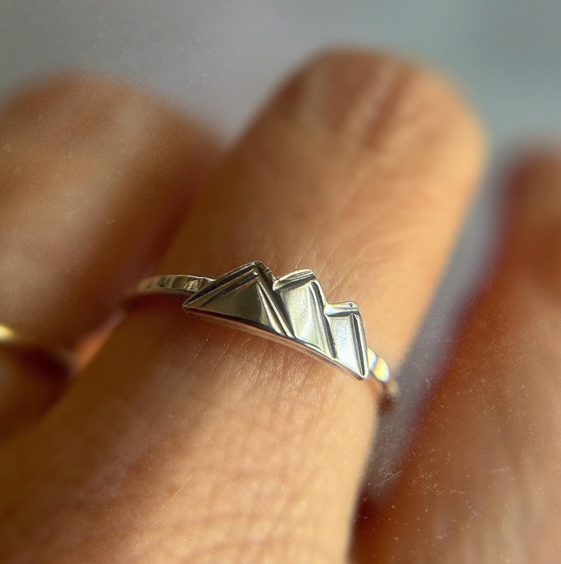 Mountain Ring in Sterling Silver or Gold Filled Gift For Her The Mountains are Calling Ring Silver Mountain Ring Mountain Range image 8