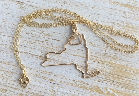 Custom New York Necklace New York Pendant Necklace Sterling Silver New York Charm Necklace New York State Necklace Choose Your Font