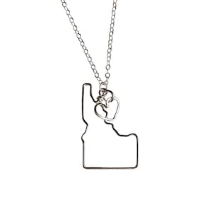 Idaho Necklace - Idaho State Love Necklace - Home State Jewelry - Personalized Gift - Idaho State - Silver or Gold Necklace