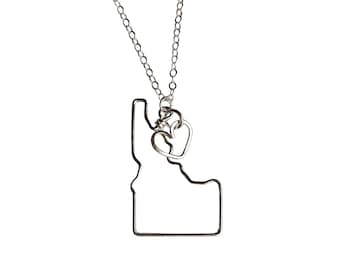 Idaho Halskette - Idaho Zustand Liebe Halskette - Heimat Zustand Schmuck - Geschenk - Idaho Zustand - Silber oder Gold Halskette